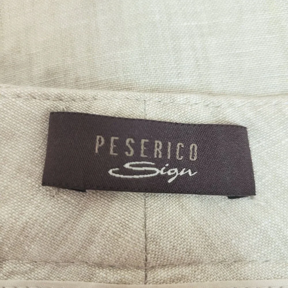 PeseRico Sign Women’s Linen Bermuda Shorts Size 42 Natural Linen Made in Italy